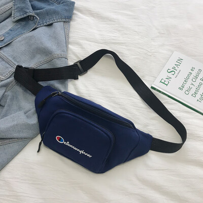 

2019 new simple wild waist bag female casual personality letter shoulder slung bag fashion sports canvas bag
