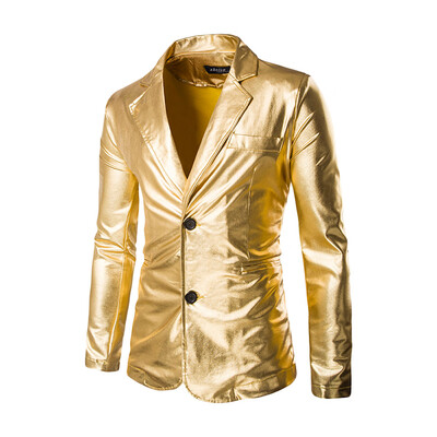 

Gobestart Fashion Mens Autumn Winter Casual Gold Print Button Jacket Long Sleeve Coat Top