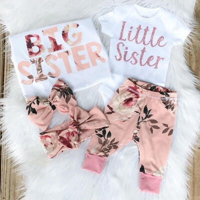 

Newborn Baby Little Sister Romper Sister T-shirtLong Pants Clothes Outfits