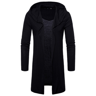 

Men Plus Size Long Sleeves Slim Fit Irregular Cardigan Open Front Hooded Jacket