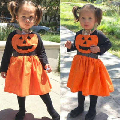 

US Baby Girl Toddler Kids Halloween Costume Pumpkin Dress Fancy Party Clothes