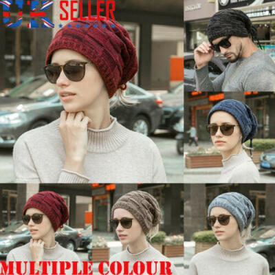 

New Mens Ladies Knitted Woolly Winter Oversized Slouch Beanie Hat Cap Unisex