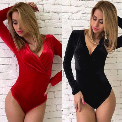 

Sexy Women Long Sleeve Stretch Bodysuit Ladies Leotard Body Tops Tshirt Jumpsuit