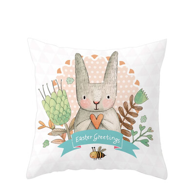 

〖Follure〗Easter Rabbit Print Pillow Case Polyester Sofa Car Cushion Cover Home Decor