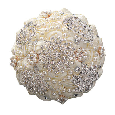 

Artificial Rhinestone Faux Pearl Rose Flower Bridal Bouquet Wedding Supplies