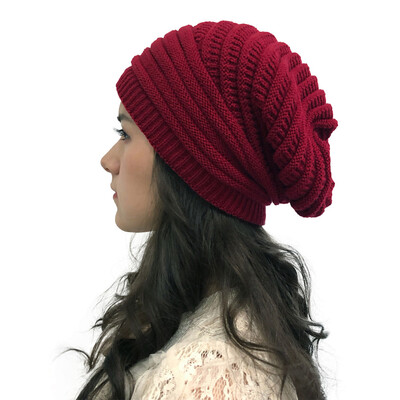 

Tailored Women Autumn Winter Outdoor Solid Splice Hats Crochet Knit Holey Beanie Cap