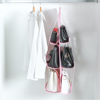 

〖Follure〗Hanging Bag Storage Dust-Proof Storage Bag 6 Grid Handbag Wardrobe Storage