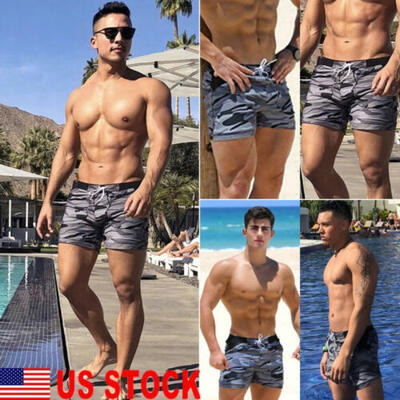 

US Mens Swim Fitted Shorts Bodybuilding Workout Gym Running Tight Lifting Shorts