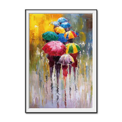 

People with Umbrella Wall Pictures Watercolor Canvas Art Printed Oil Drawing Posters Frameless Home Office Decor