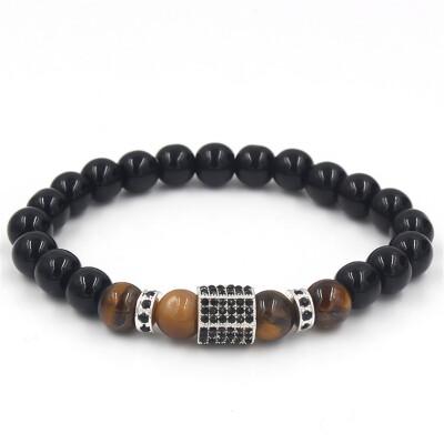 

ZTJTJ Diamond Tiger Eye Micro-encrusted Wheel Bead Spacer Bracelet Bracelet Bracelet