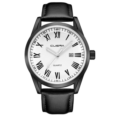 

Gobestart Fashion Mens Leather Military Date Analog Quartz Wrist Watch Business Watches