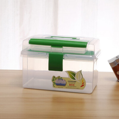 

Toponeto Portable square art box cosmetic kit plastic double storage consolidation box