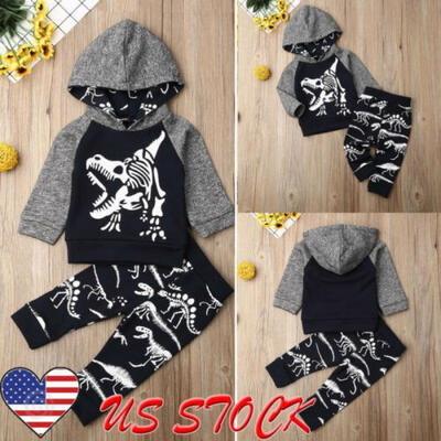 

US Toddler Baby Boy Deer Hoodie Cotton Tops Long Pants Clothes 2Pcs Outfits Set