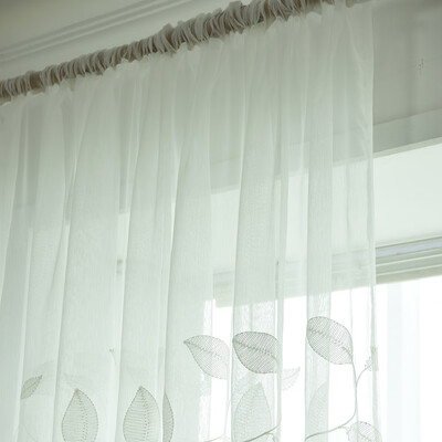 

Gobestart Leaves Sheer Curtain Tulle Window Treatment Voile Drape Valance 1 Panel Fabric