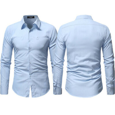 

Men Casual Stylish Slim Fit Long Sleeve Casual Business Formal Dress Shirts Tops