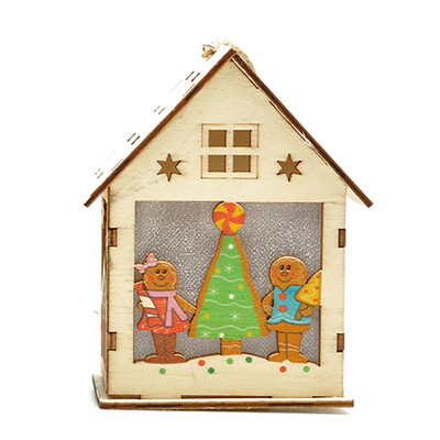 

FUNNYBUNNY LED Light Wooden Dolls House Villa Christmas Ornaments Xmas Tree Hanging Decor