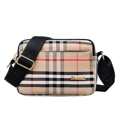 

Oblique back nylon bag leisure single shoulder bag female bag plaid oblique satchel Oxford cloth bag multi-layer business collecti