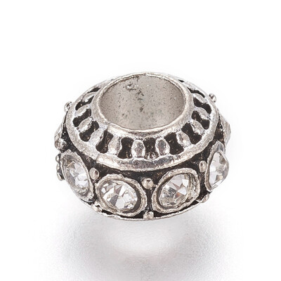 

Tibetan Style Alloy European Beads with Rhinestone Large Hole Beads Rondelle Crystal 1011x7mm Hole 5mm