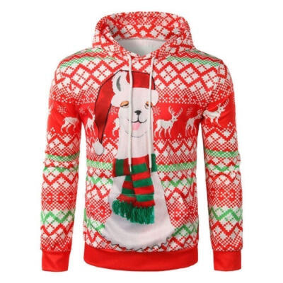 

Fashion Men Christmas Hoodie Sweater Sweatshirt Jacket Coat Pullover Santa Claus Tops