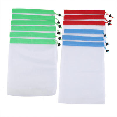 

Greensen 12Pcs Reusable Drawstring Mesh Bags Fruit Vegetable Sacks Storage Shopping Bag Toys Pouch