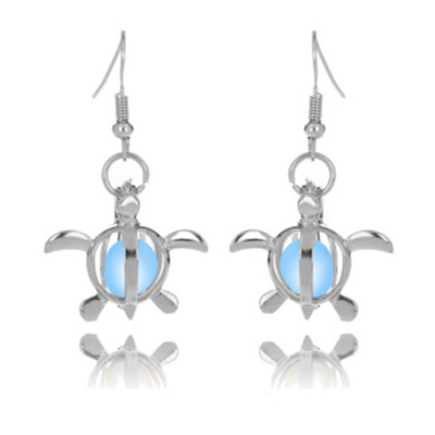 

Cute Hollow Blue GreenLight Blue Luminous Opal Sea Turtle Earring