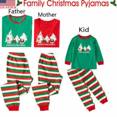 

US Family Matching Christmas Pajamas Set Women Men Kids Sleepwear Nightwear New