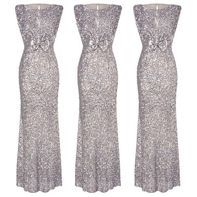 

〖Follure〗Women Formal Prom Party Ball Gown Sexy Sleeveless Backless Sequin Long Dresses