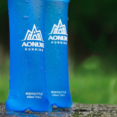 

450ml 500ml Outdoor Water Drinking Bottle Soft Folding Flask BPA Free for Running Hiking Marathon