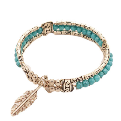 

hot sale New&Fashion Europe Exaggerated Fashion Jewelry Ethnic Tibetan Silver Turquoise Bracelet Feather Bracelet