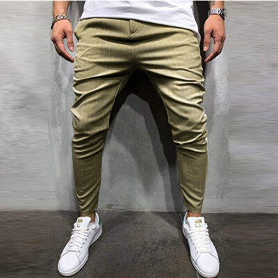 

Gobestart Men Splicing Sriped Overalls Casual Pocket Sport Work Casual Trouser Pants