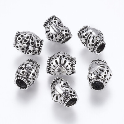 

Tibetan Style Alloy European Beads Large Hole Beads Heart Antique Silver 9x11x8mm Hole 5mm