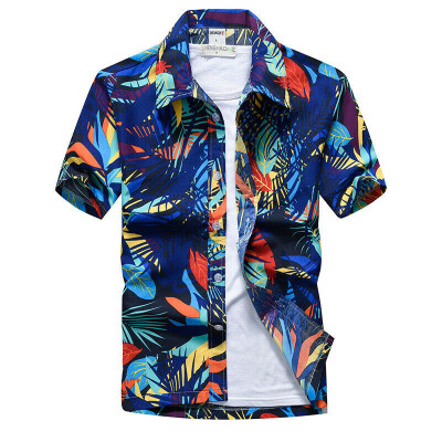 

Men Hawaiian T Shirt Short Sleeve Summer Holiday Floral Beach Blouse Shirts Tops