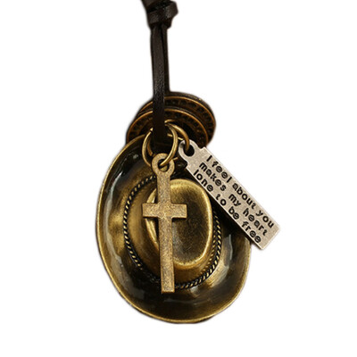 

New Fashion Optional Hat Shape Leather Necklace Retro Pendant Jewelry Accessories