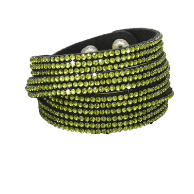 

Personality Solid Drill Colourful Rhinestone Multi-Layer Leather Rope Manual Bracelet Unisex Pair Jewellery