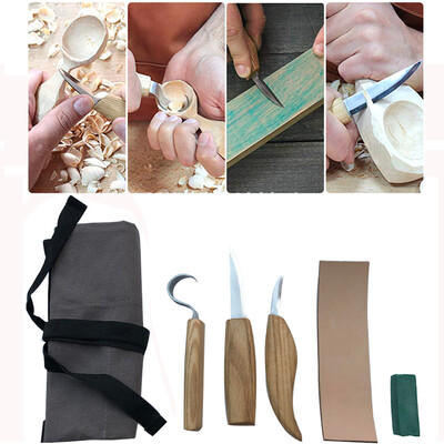 

〖Follure〗5PC Wood Carving Set Woodworking DIY Cutter Wood Carving Tools Spoon Kit