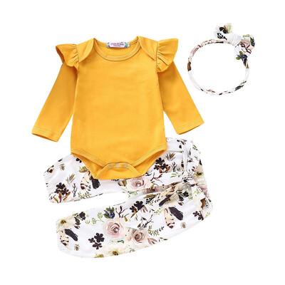 

Newborn Infant Baby Girls Cotton Tops Romper Floral Pants Outfits Set Clothes