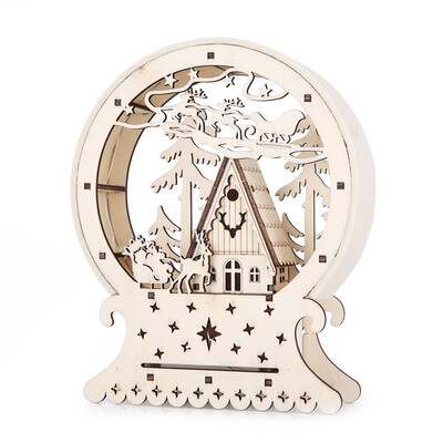 

Siaonvr Christmas Decor Ornament LED Lights Deer Cart Luminous Wooden House Mall Window