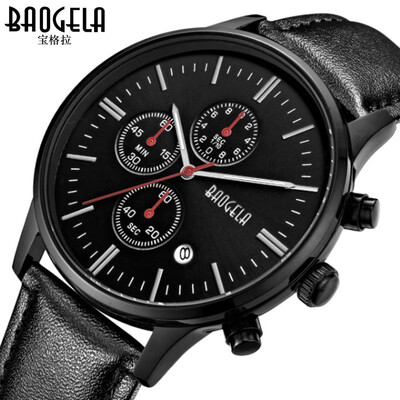

Watch Baoge baogela mens three-eye belt waterproof quartz watch mens watch mens watch