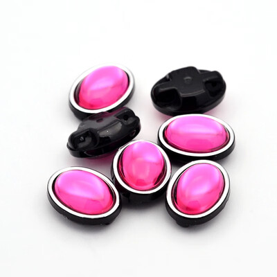 

Sew on Taiwan Acrylic Garment Accessories Oval Fuchsia 17x13x8mm Hole 1mm