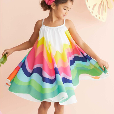 

Summer Toddler Baby Girls Sleeveless Rainbow Print Dress Vest Dresses Clothes