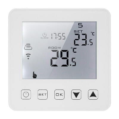 

16A Programmable Electric Heating Thermostat LCD Touchscreen with White Backlight Temperature Controller Voice Control Compatible