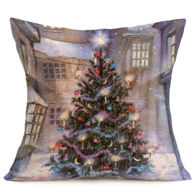 

〖Follure〗Merry Christmas Linen Pillow Cases Sofa Cushion Cover Home Decoration