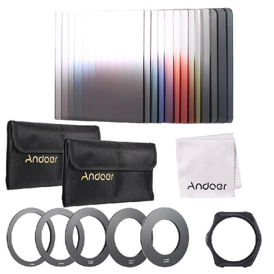 

Andoer 13pcs Square Gradient Full Color Filter Bundle Kit for Cokin P Series with Filter Holder Adapter Ring52mm 58mm 62mm