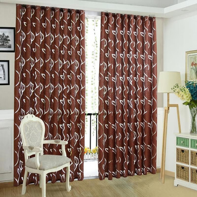 

2m Semi Blackout Curtain Simple Vine Leaf Pattern Partition Window Decor