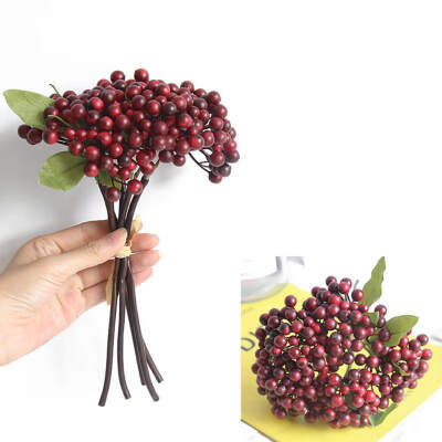 

New Hot Lifelike Berry Bean Foam Flowers Home Decor Small Fake Flowers Fruit Branch Decoration Accessories Faux Plant