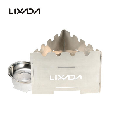 

Lixada Portable Stainless Steel Folding Lightweight Wood Stove Outdoor Cooking Picnic Camping Backpacking Burner with Tray for Sol