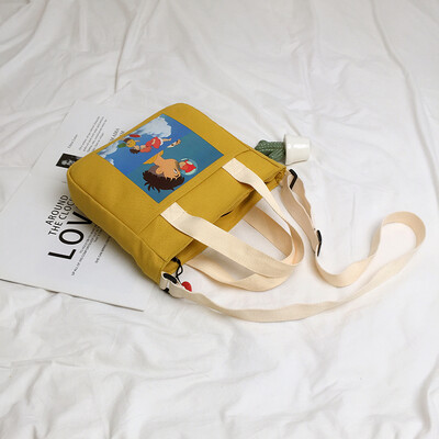 

All-in-one one-to-one one-way cute&fresh summer college students&one-shoulder solar-series canvas bag for college stud
