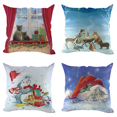 

Siaonvr 4Pcs Christmas Pillow Cover Pillowcases Decorative Sofa Cushion Cover Decoration