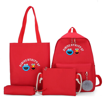 

Junior high school students college Feng Xiao fresh backpack double shoulder bag female Korean version of four pieces of sesame st