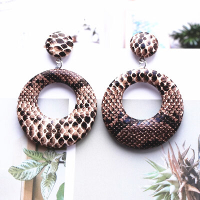 

EK625 2019 New Big Round Drop Earrings for Women Punk Vintage Oversize Big Statement Earrings Snake Skin Party Jewelry Oorbellen